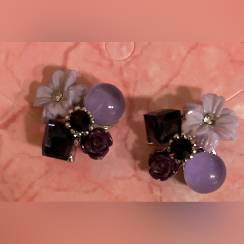 Earrings - posts - lavender and purple - Spring is coming! - #3238